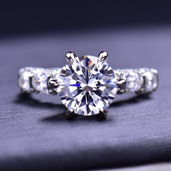 Certified 3ct. t.w. Moissanite Diamond Luxury Wedding Engagement Ring NEW - Picture 4 of 16